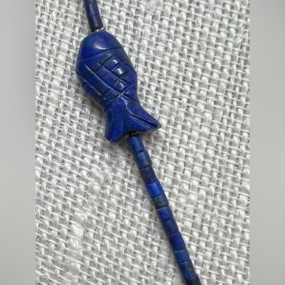 Artisan Lapis Lazuli Beaded Stationery Necklace - Picture 4 of 5